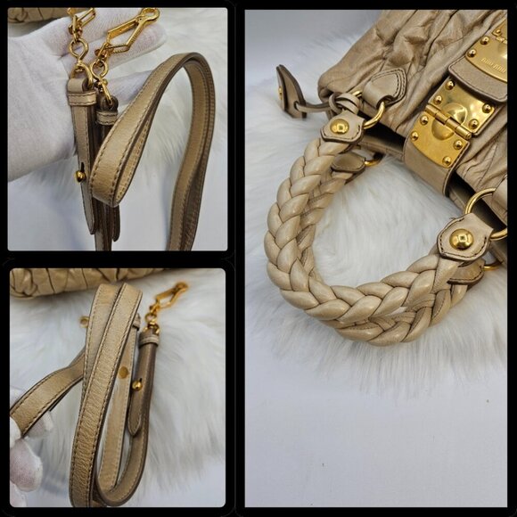 Miu Miu  Matelassé Olive Leather Two-Way Bag - Picture 16 of 17